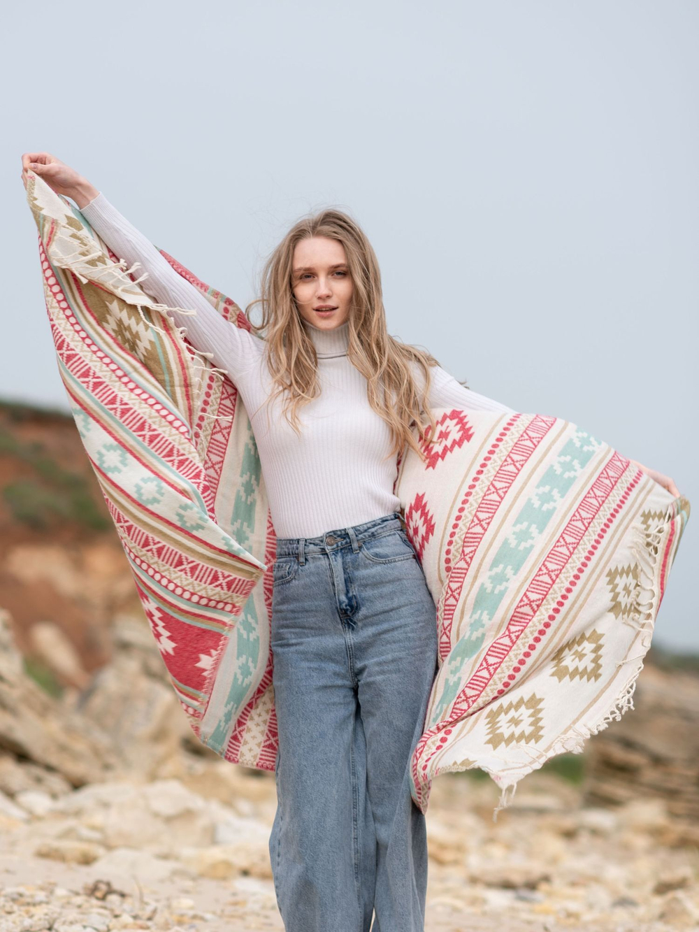 Шарф теплый с орнаментом Сканди