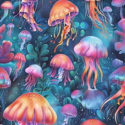 Светящиеся неоновые медузы