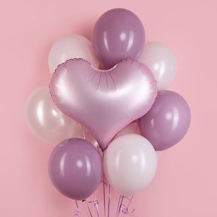 Букет шаров "Большое розовое сердце"