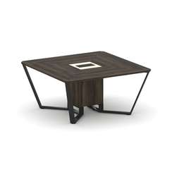 Steel Meet Стол переговорный квадратный KMK-PR.B.SP-08 Дуб Мали/Ваниль Глянец/Металл Черный 1600*160