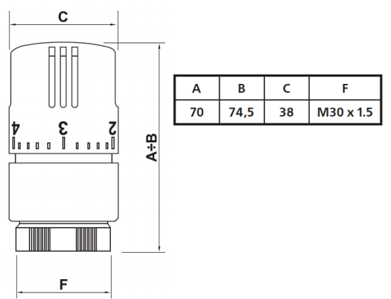 Термоголовка Valtec VT.1000.0 твердотельная М30x1,5, 6,5-27,5°C