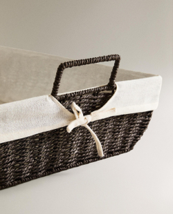 Zara Home Корзина из плетёной бумаги, цвет бежевый, 58 см