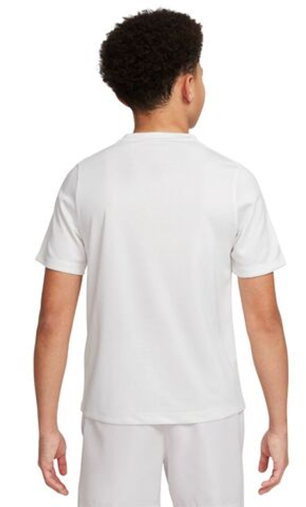 Футболка для мальчика теннисная Nike Boys Multi Dri-FIT Short-Sleeve - white/white/black