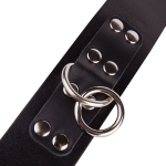 Черный кожаный ошейник 36см с кольцом и клепками Sitabella BDSM Accessories 3195-1