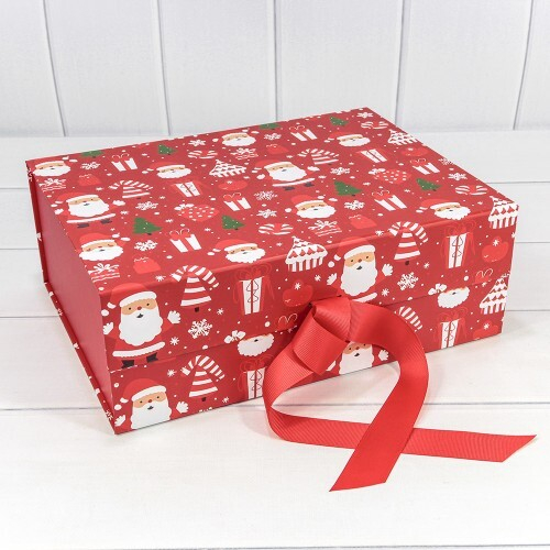 Коробка 33 х 25 х 12 см "Новый год" на магнитах Складная (Красный)