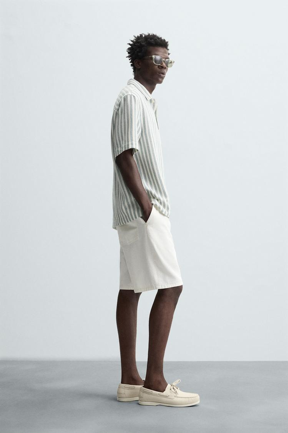 ZARA ПОЛО С РЕЛЬЕФНЫМ РИСУНКОМ «ЕЛОЧКА», ЗЕЛЕНОВАТО-СИНИЙ