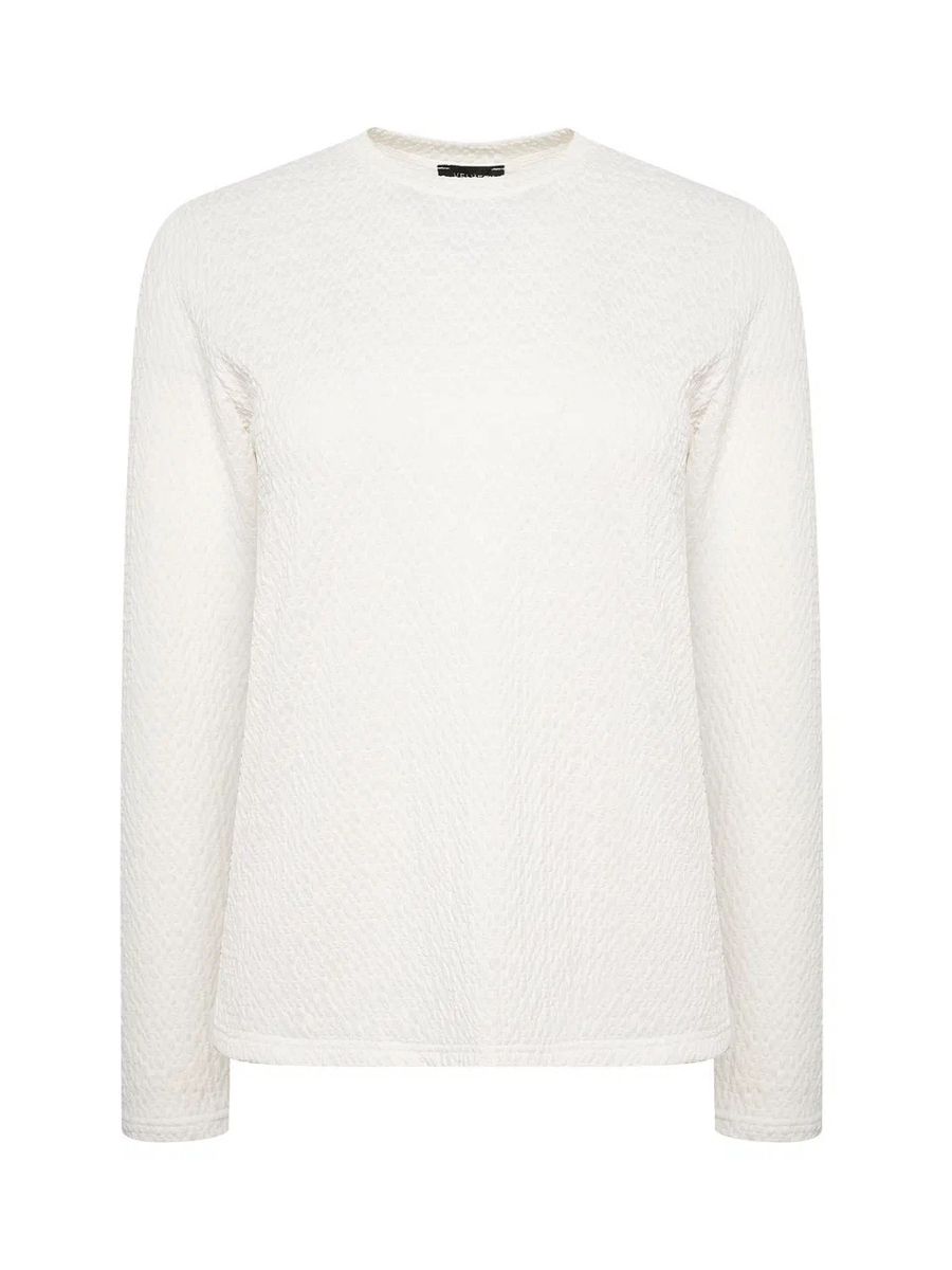 Лонгслив из фактурного трикотажа молочный