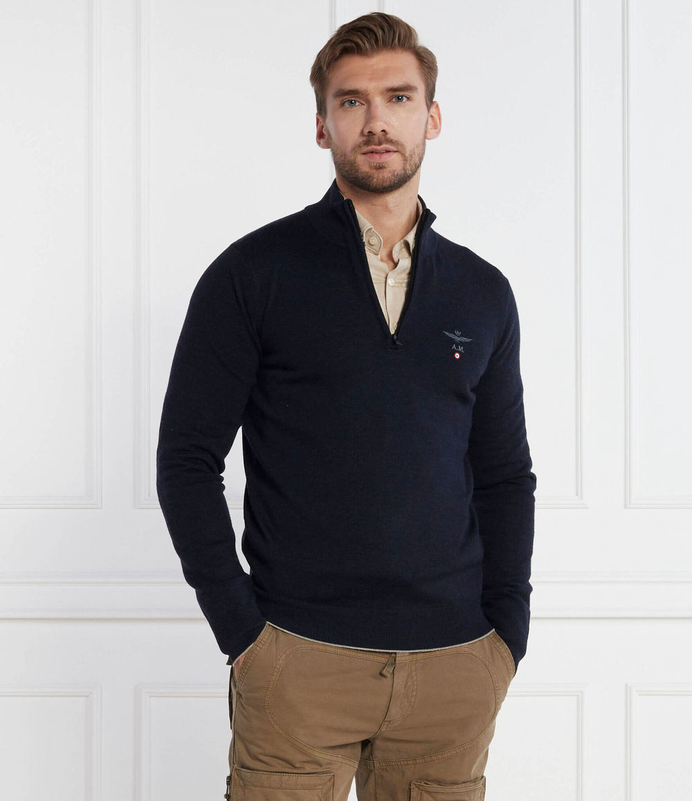 Хлопковый свитер Aeronautica Militare - темно-синий(MA1389L415)