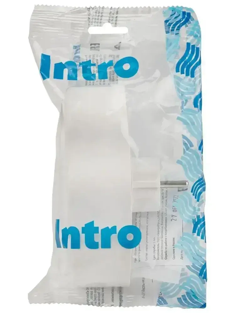 Тройник для розетки электрический Intro TR3e-W с заземлением 16А, белый