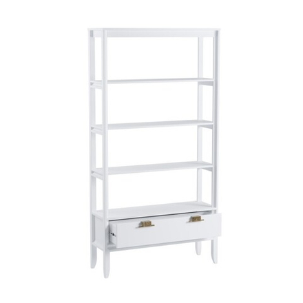 Стеллаж «Бридж» сквозной широкий с 1 ящиком белый лак