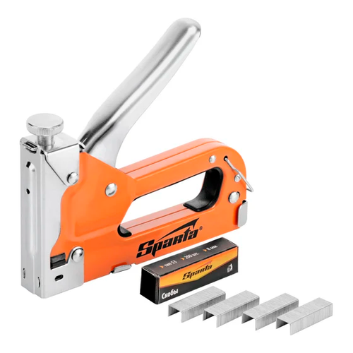 Степлер мебельный регулируемый, со скобами 200 шт, тип скобы 53, 4-14 мм// Sparta