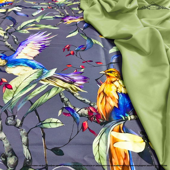 Мако-сатин s60 &quot;Райские птицы&quot; на темном | ш.250 см | 120 г/м² | хлопок-100%