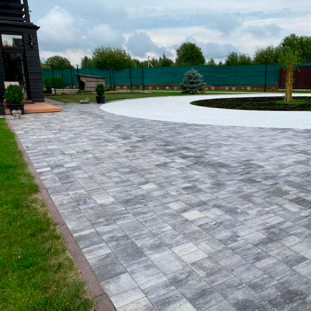 Тротуарная плитка СТАРЫЙ ГОРОД - Листопад гладкий Антрацит, комплект из 3 видов плит