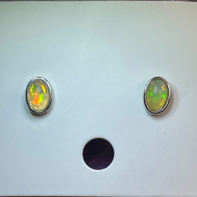 48046 Опал Эфиопский Пусеты Серьги 5*7мм (Заряжен на Удачу)