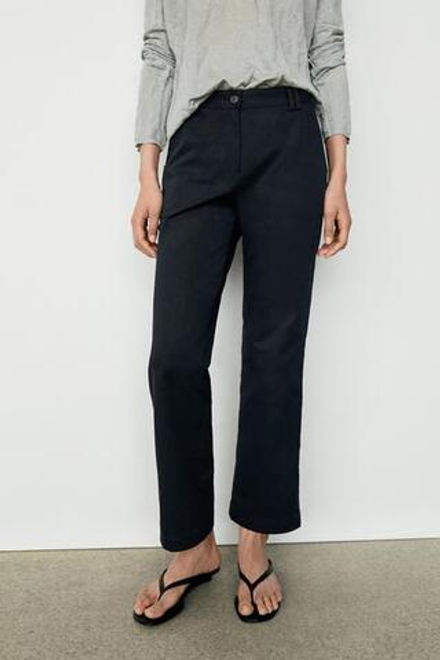 Massimo Dutti Эластичные хлопковые брюки-клеш, глубокий синий