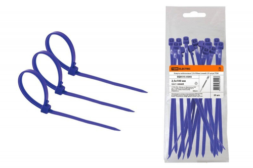Стяжка нейлон 2,5*100мм синие TDM (уп/25шт)