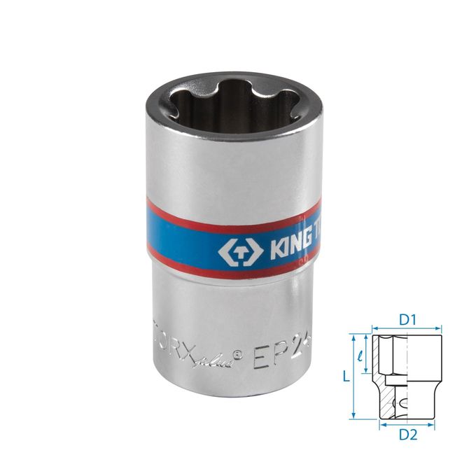 KING TONY (433E24M) Головка торцевая TORX Plus 1/2", EP24, L = 45 мм