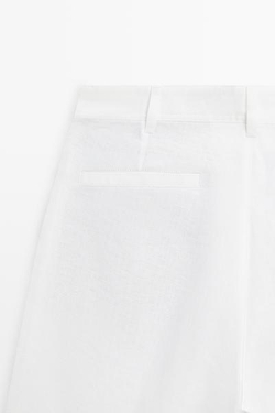 Massimo Dutti Короткие бермуды из 100% льна, белый