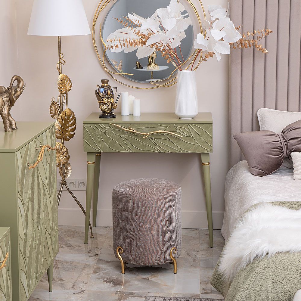 Консоль Арт Колор leaves Классик Голд Зеленая олива