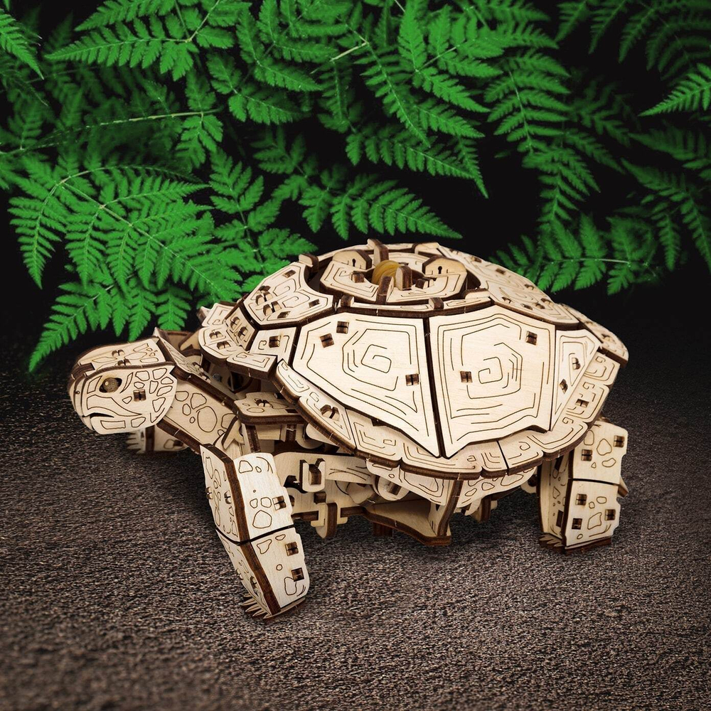 Механическая Черепаха от Eco Wood Art (EWA) - Деревянный конструктор, сборная модель, 3D пазл