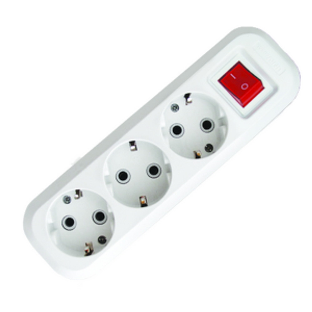 Колодка 3 гнезда,с выключателем и  заземляющими контактами