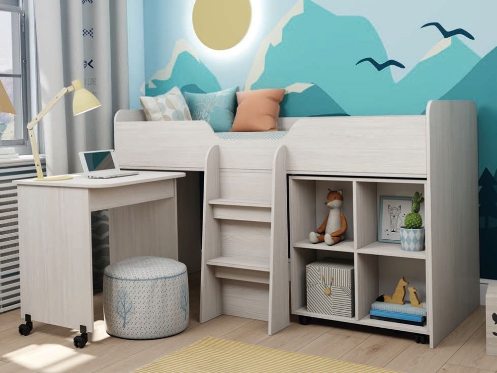 Каприз-14 Кровать двухъярусная без рисунка (без матраца) Анкор белый