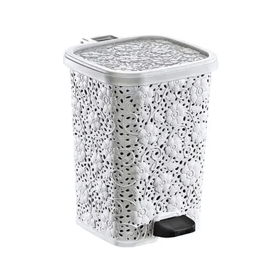 Ведро мусорное с педалью 12 л АЖУРНОЕ белое