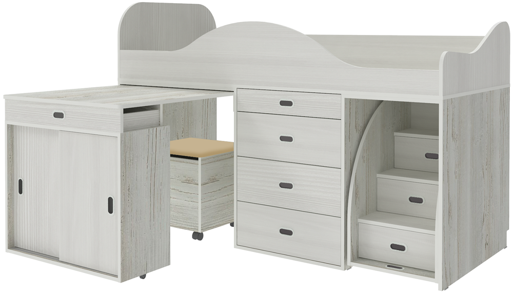 Кровать-чердак КарИВи Малыш Люкс Винтерберг Белое Дерево