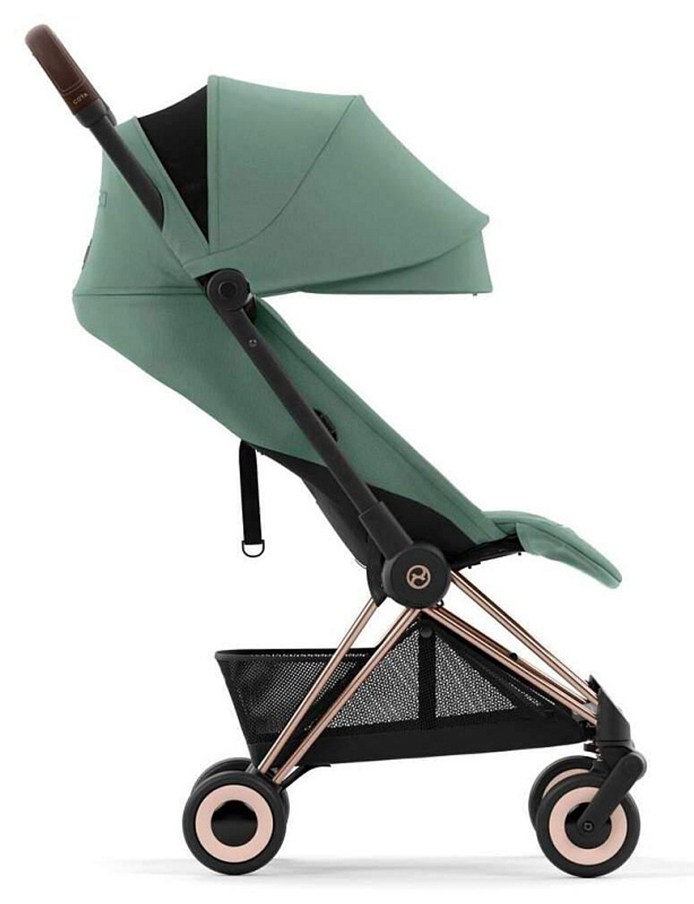 Прогулочная коляска Cybex Coya Leaf Green с дождевиком и бампером/Rosegold 522005609