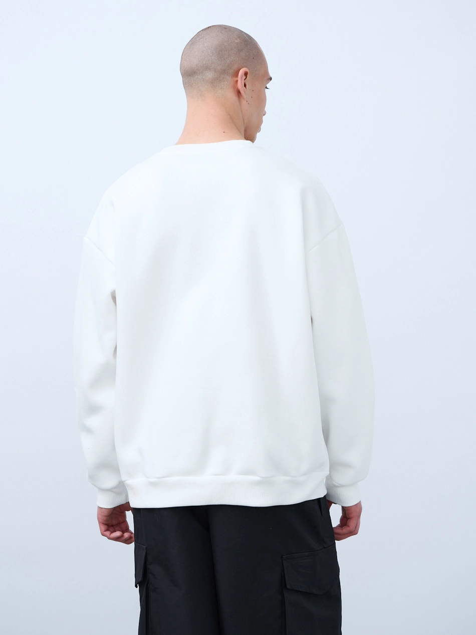 Свитшот оверсайз, с начесом (белый)