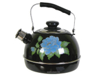 Чайник 3,5л со свистком, подвижная ручка, черный "Голубая орхидея"