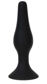 Черная силиконовая анальная пробка размера L - 12,2 см.