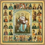 Икона "Спиридон Тримифунтский" и Собор Святых, рама 28х28, в коробке