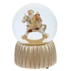 GAEM Фигурка декор в стекл шаре "Дед Мороз на лошадке" (муз с ключ), D 9 см, L9,5 W9,5 H14 см