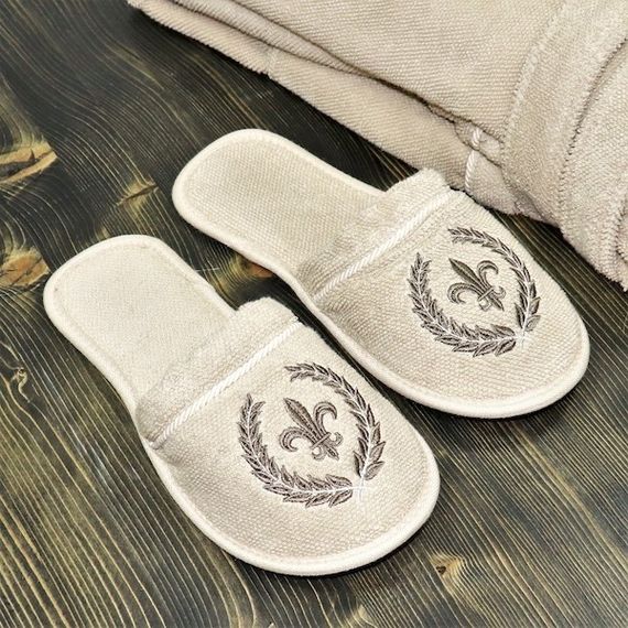 Махровый мужской халат с тапочками  SEYMOUR  СЕЙМУР бежевый Maison Dor Турция