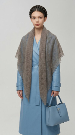 Оренбургский пуховый платок-паутинка А140-03 серый