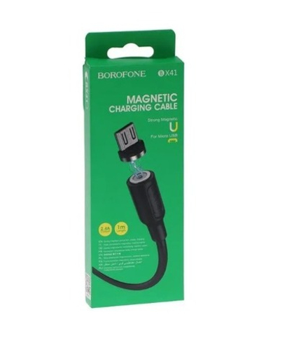 Кабель 1m USB/Micro 2.4A BX41 магнитный Borofone black