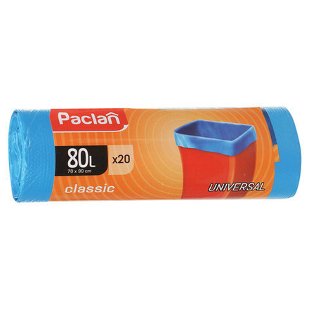 Мешки для мусора 80 л, синие, в рулоне 20 шт., ПНД, 12 мкм, 70×90 см, 2 упаковки.