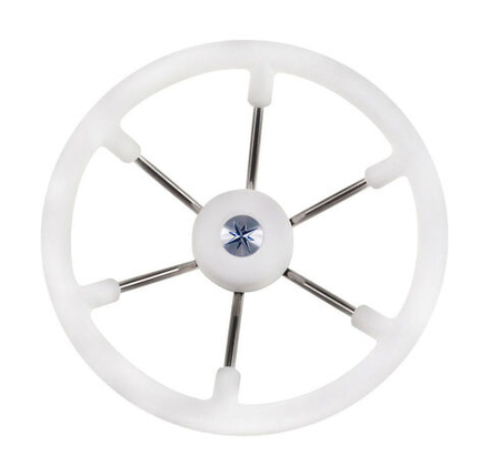 Рулевое колесо LEADER TANEGUM белый обод серебряные спицы д. 360 мм