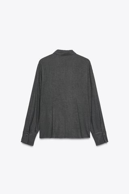ZARA РУБАШКА С УЗЛОМ И МЕТАЛЛИЧЕСКИМИ ПУГОВИЦАМИ, ТЕМНО-СЕРЫЙ
