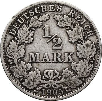 1/2 марки 1905 Германская империя "A"