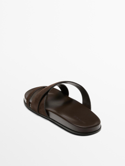 Massimo Dutti Сандалии с кожаными ремешками, коричневый