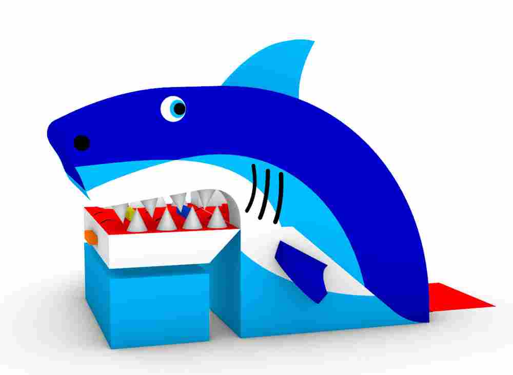 Коммерческий надувной батут «Говорящая акула», 12*7*7,5 м