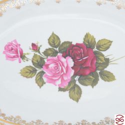 Блюдо для хлеба на ноге Queen's Crown Роза перламутр 35 см