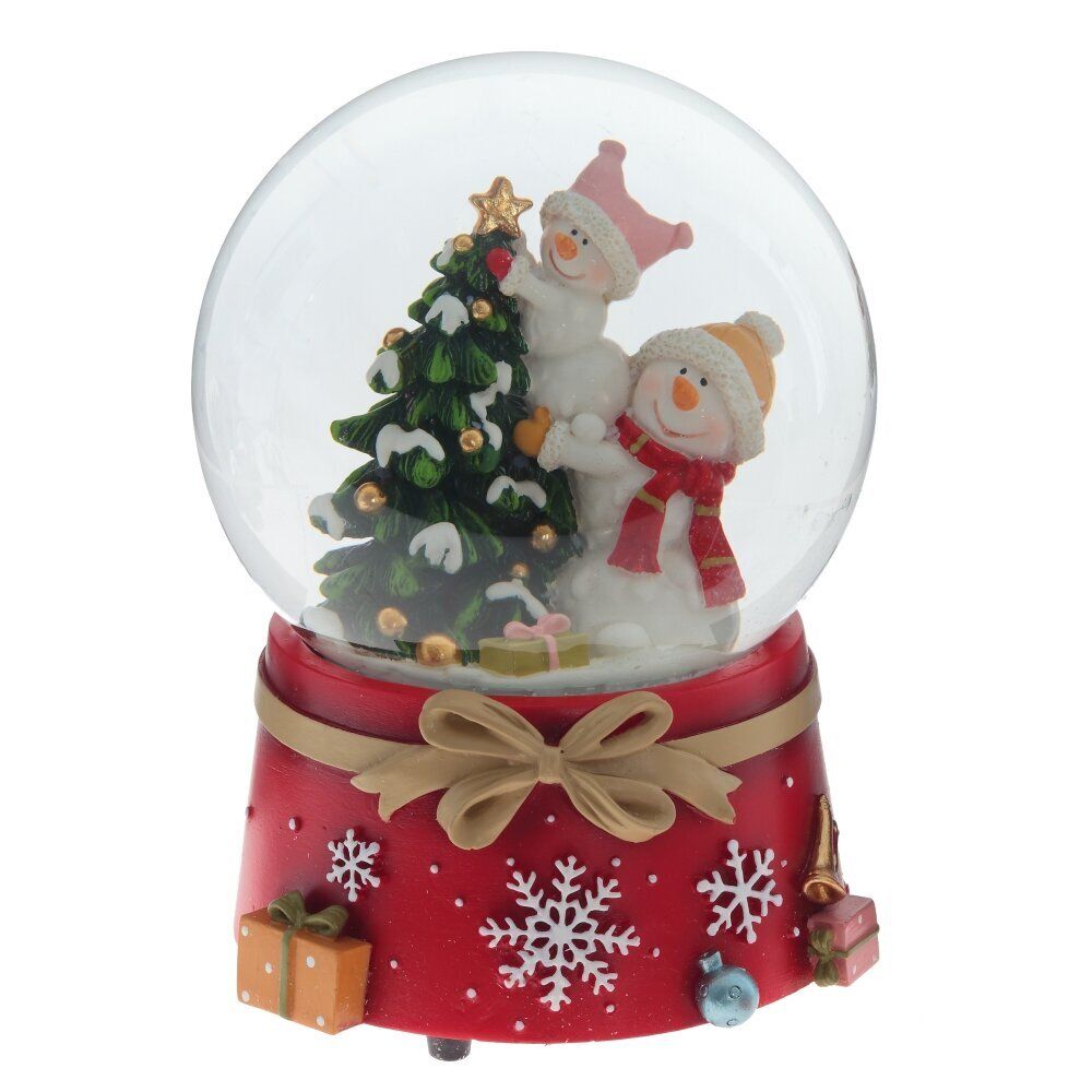 GAEM Фигурка декор в стекл шаре "Снеговики" (муз с ключ), D10 см, L10 W10 H12,5 см, 2в.