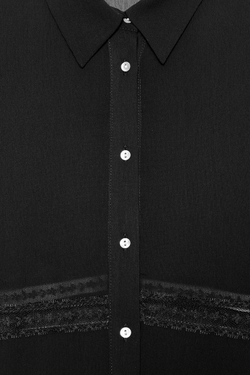 ZARA СТРУЯЩАЯСЯ РУБАШКА С КРУЖЕВОМ, ЧЕРНЫЙ