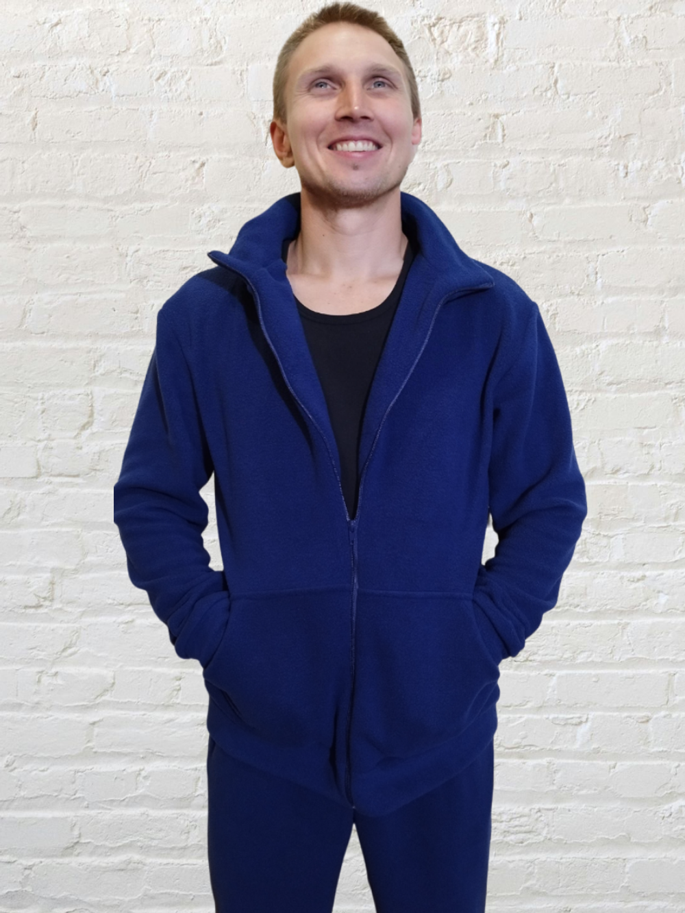 3058 Жакет мужской на замке флис индиго (56)