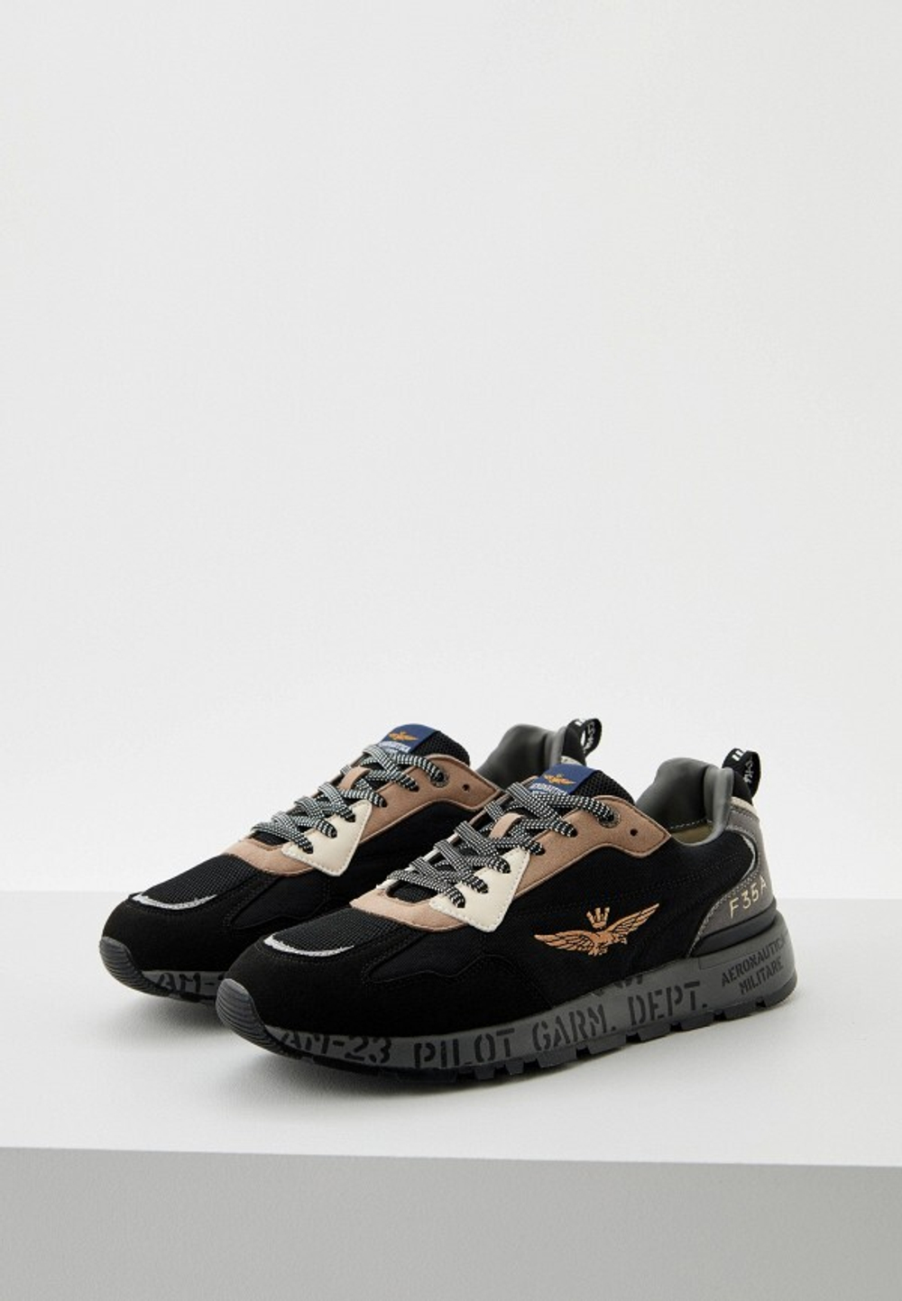 Кроссовки муж. AERONAUTICA 214 черный с бежевым