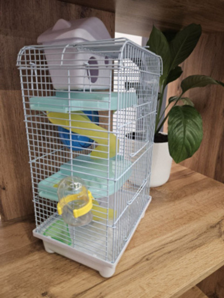 Клетка для грызунов "Домик 3" трёхэтажная "Чистый котик" белый M004H-WT