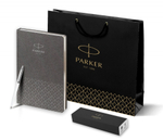 Подарочный набор: Шариковая ручка Parker Jotter K60, цвет: White и Ежедневник  недатированный, серый